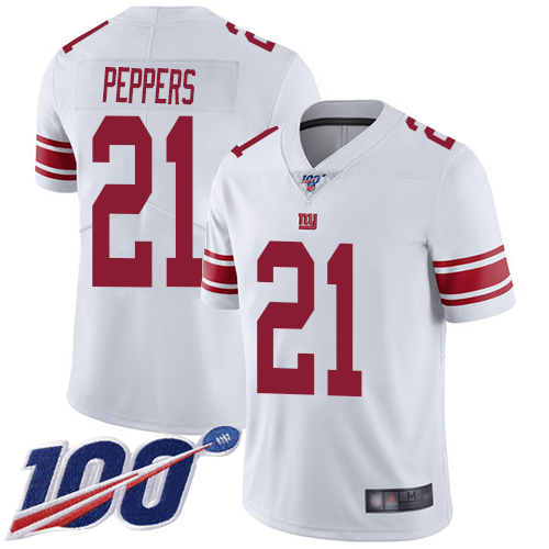 Men New York Giants 21 Jabrill Peppers White Vapor Untouchable Limited Player 100th Season Football NFL Jersey